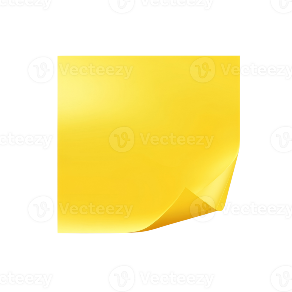 A Single Yellow Sticky Note Isolated on Black png