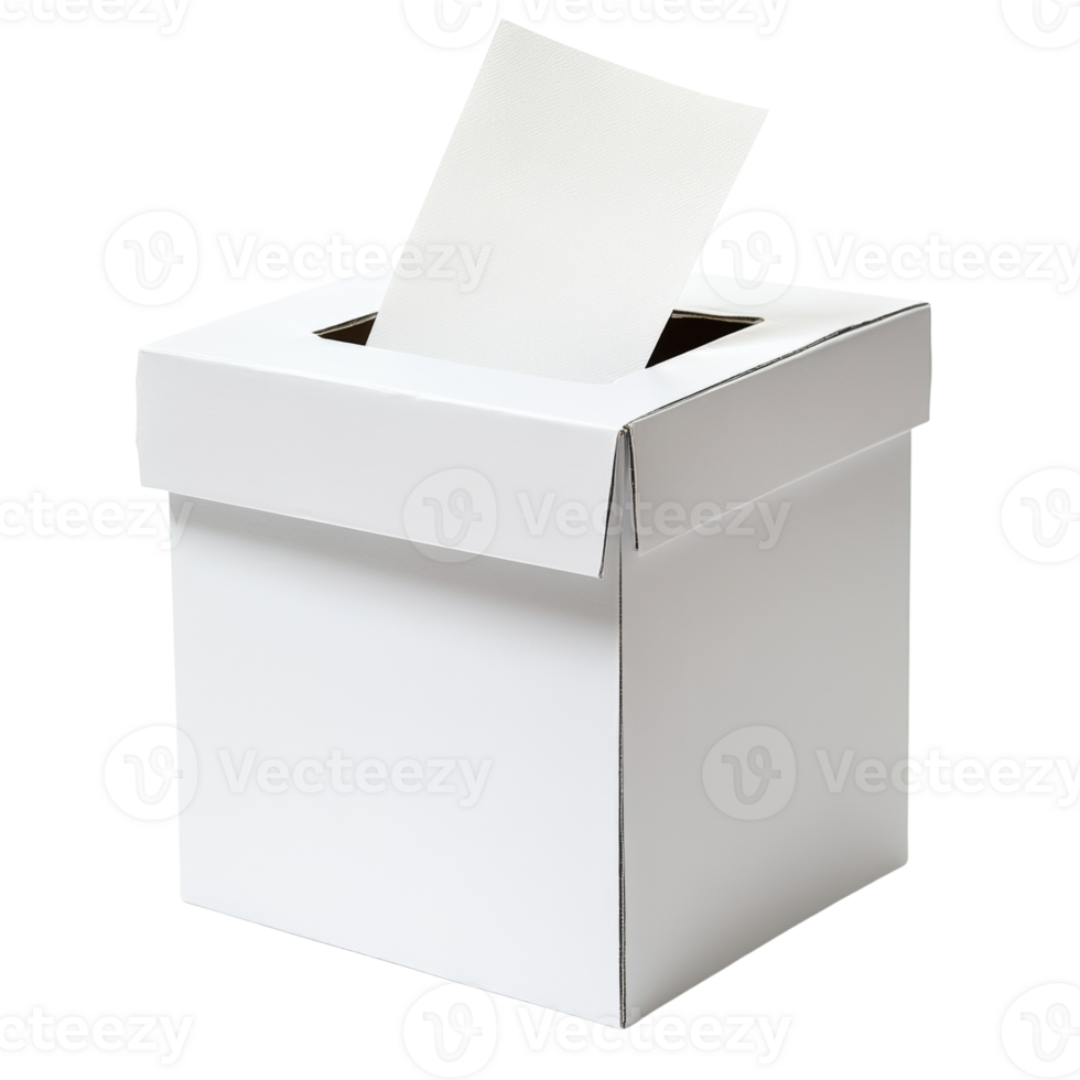 White Ballot Box With Paper Inside Ready For Voting png
