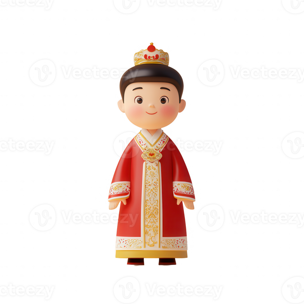 A charming illustration of a young boy dressed in traditional attire, smiling happily. png