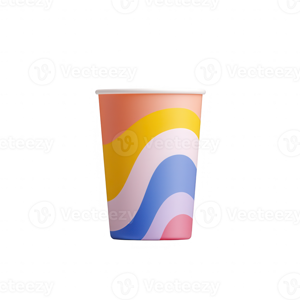 A colorful and trendy drink cup with vibrant wavy patterns. png