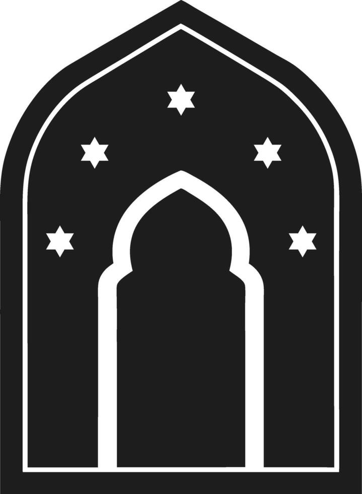 Islamic Arch Door Silhouette with Stars - Illustration vector