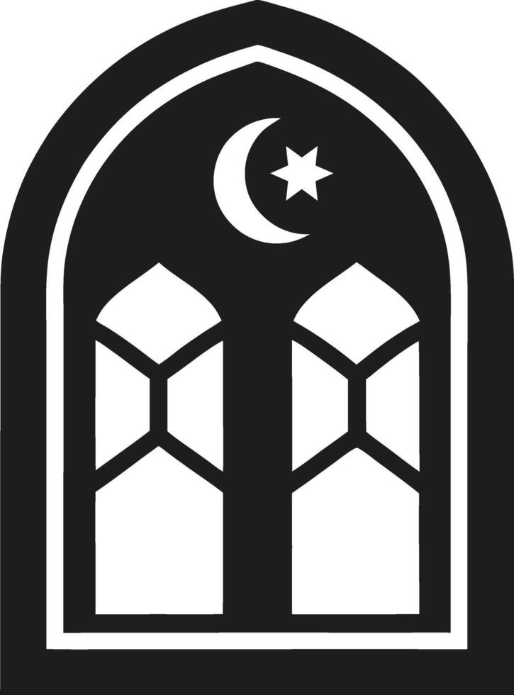 Islamic Arch Window with Crescent Moon and Star Illustration vector