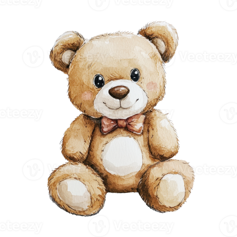 A cute teddy bear with a bow tie, perfect for children's decor. png