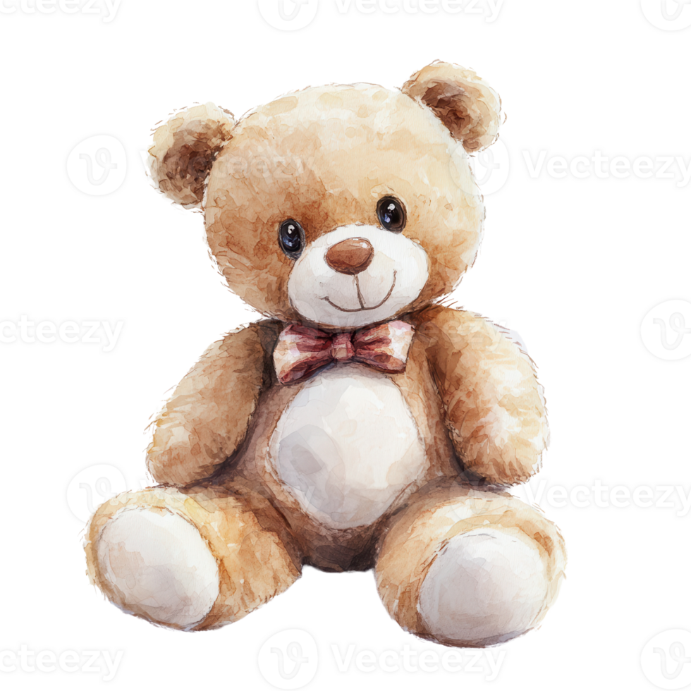 A cute teddy bear with a bow tie, perfect for cuddling and childhood memories. png