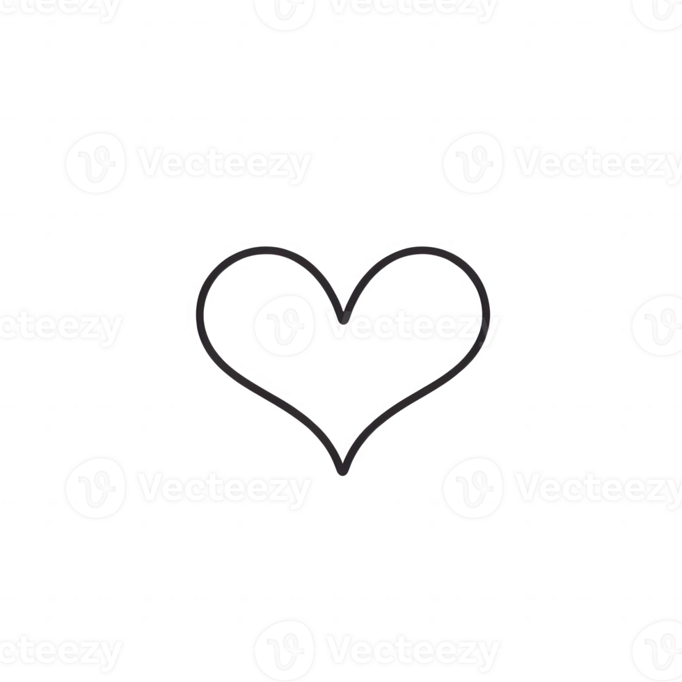 A simple outline of a heart symbolizing love and affection. png