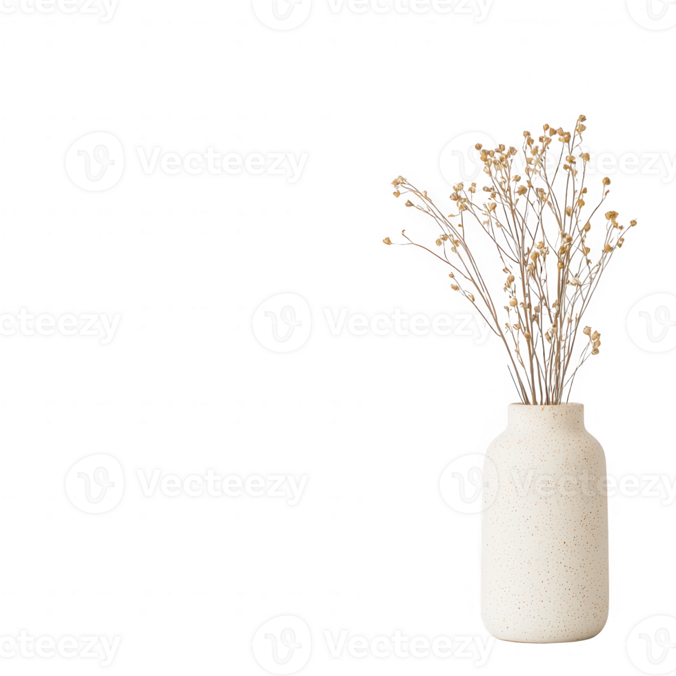 A minimalist vase filled with dried flowers, enhancing a serene home decor aesthetic. png