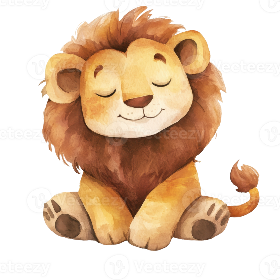 Cute cartoon lion with a friendly expression, perfect for children's illustrations. png
