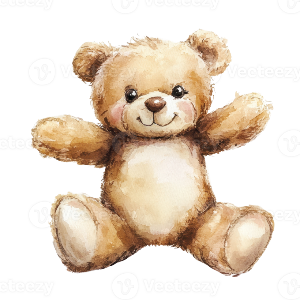 Cute and fluffy teddy bear, perfect for children's rooms and playful settings. png