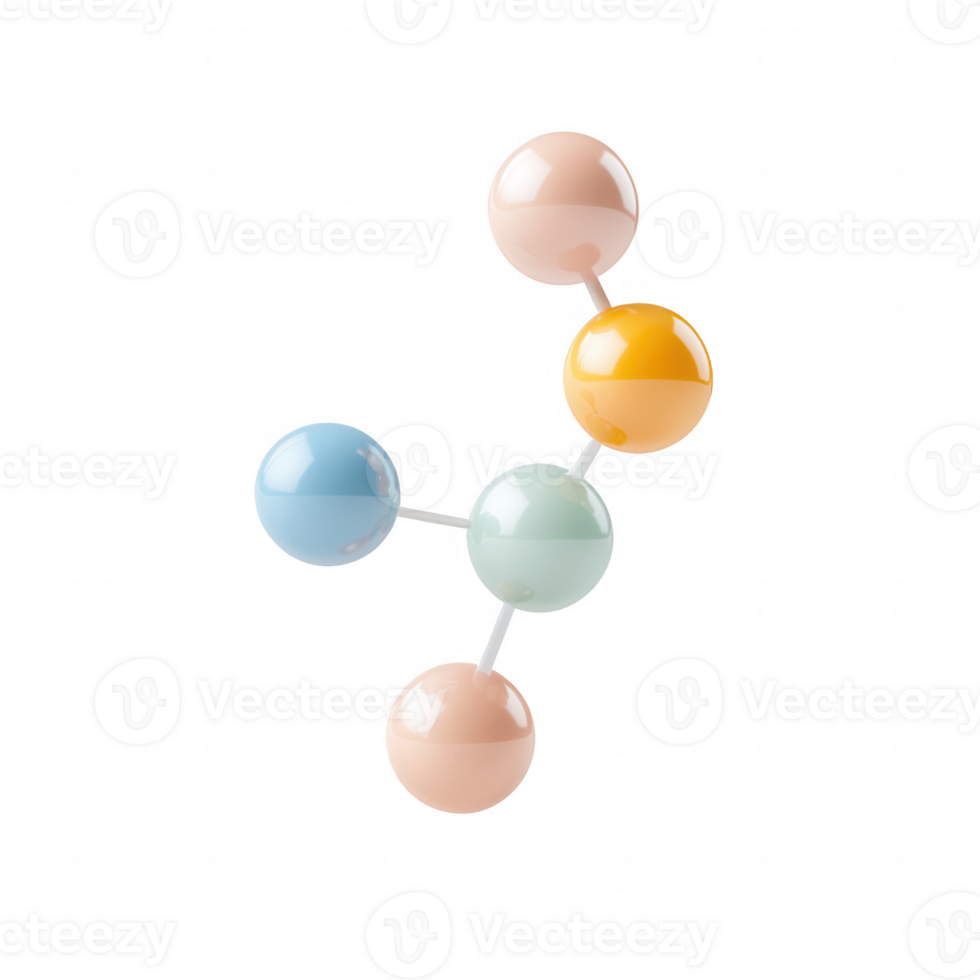 Colorful molecular structure representing chemical bonds and compounds. png