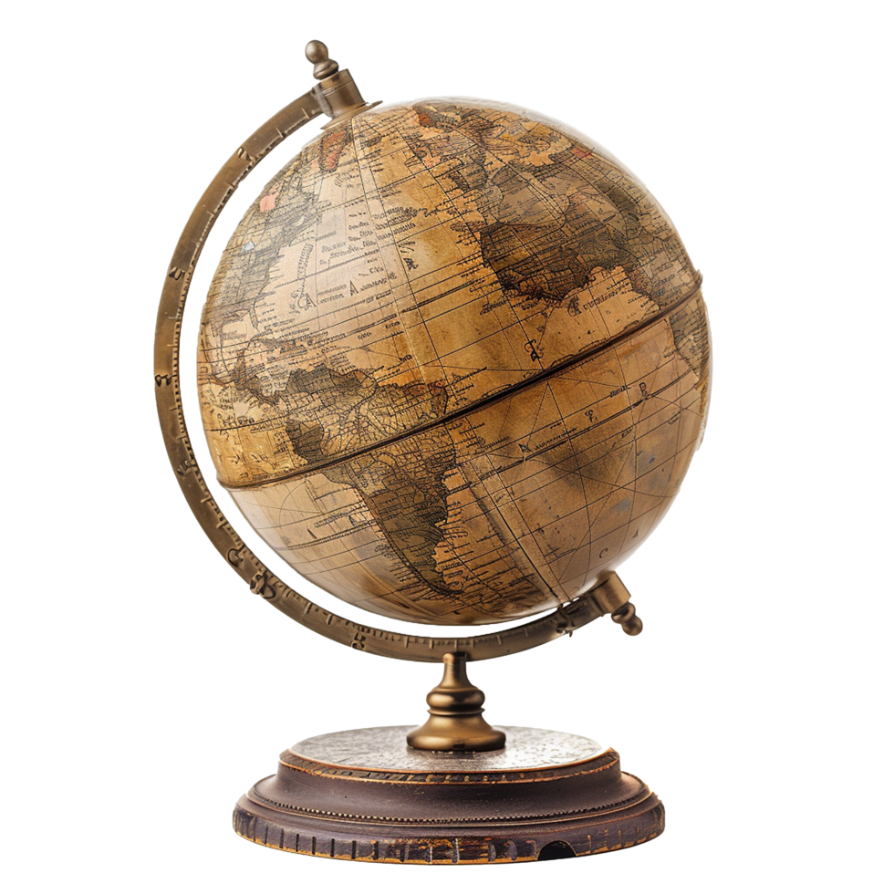 Antique Globe Vintage World Map Decor Home Office png