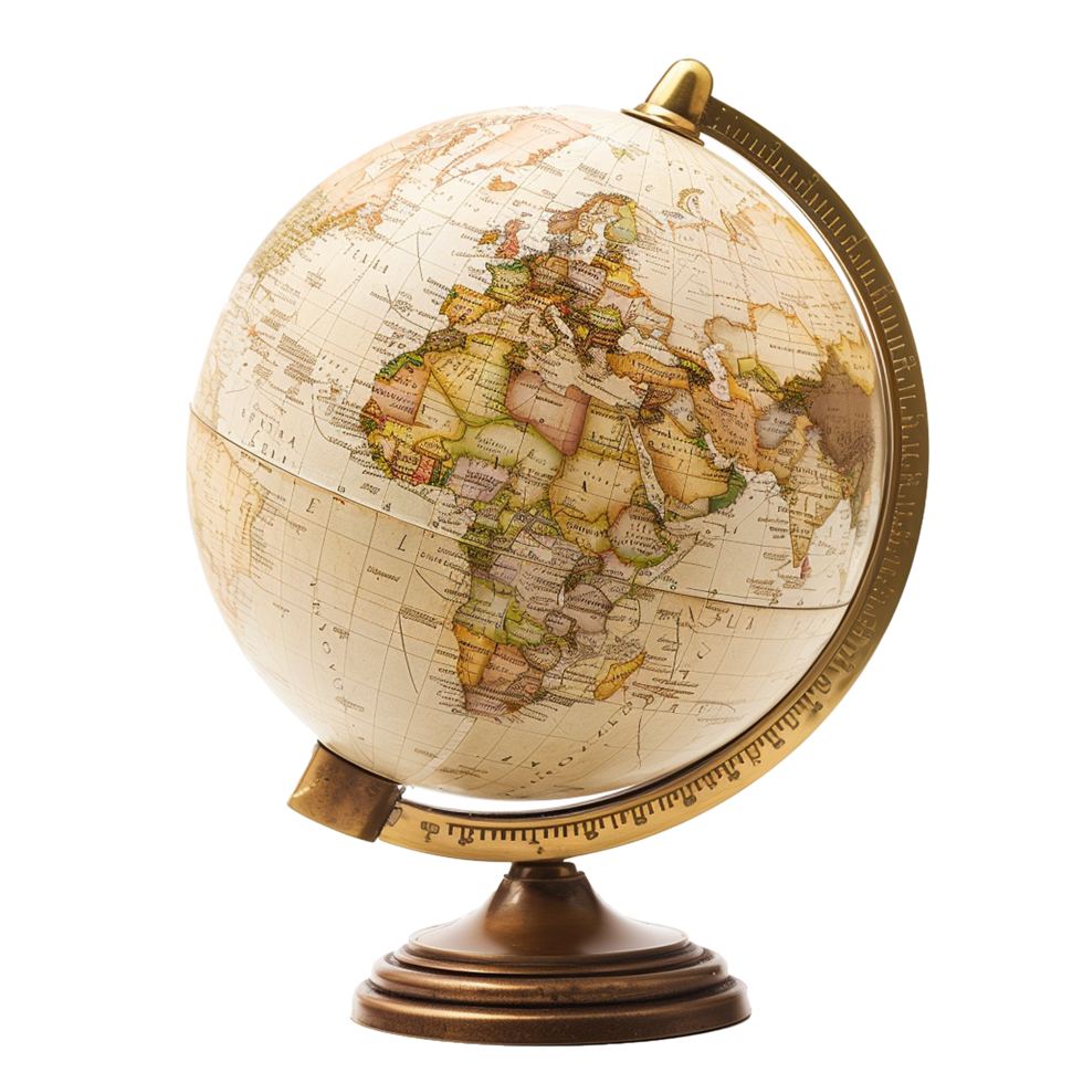 Antique Globe World Map Vintage Travel Geography png