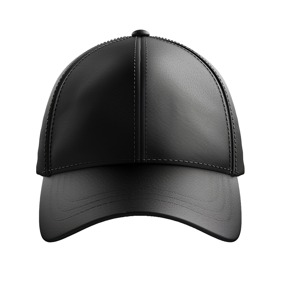 Black Leather Baseball Cap Front View Mockup png