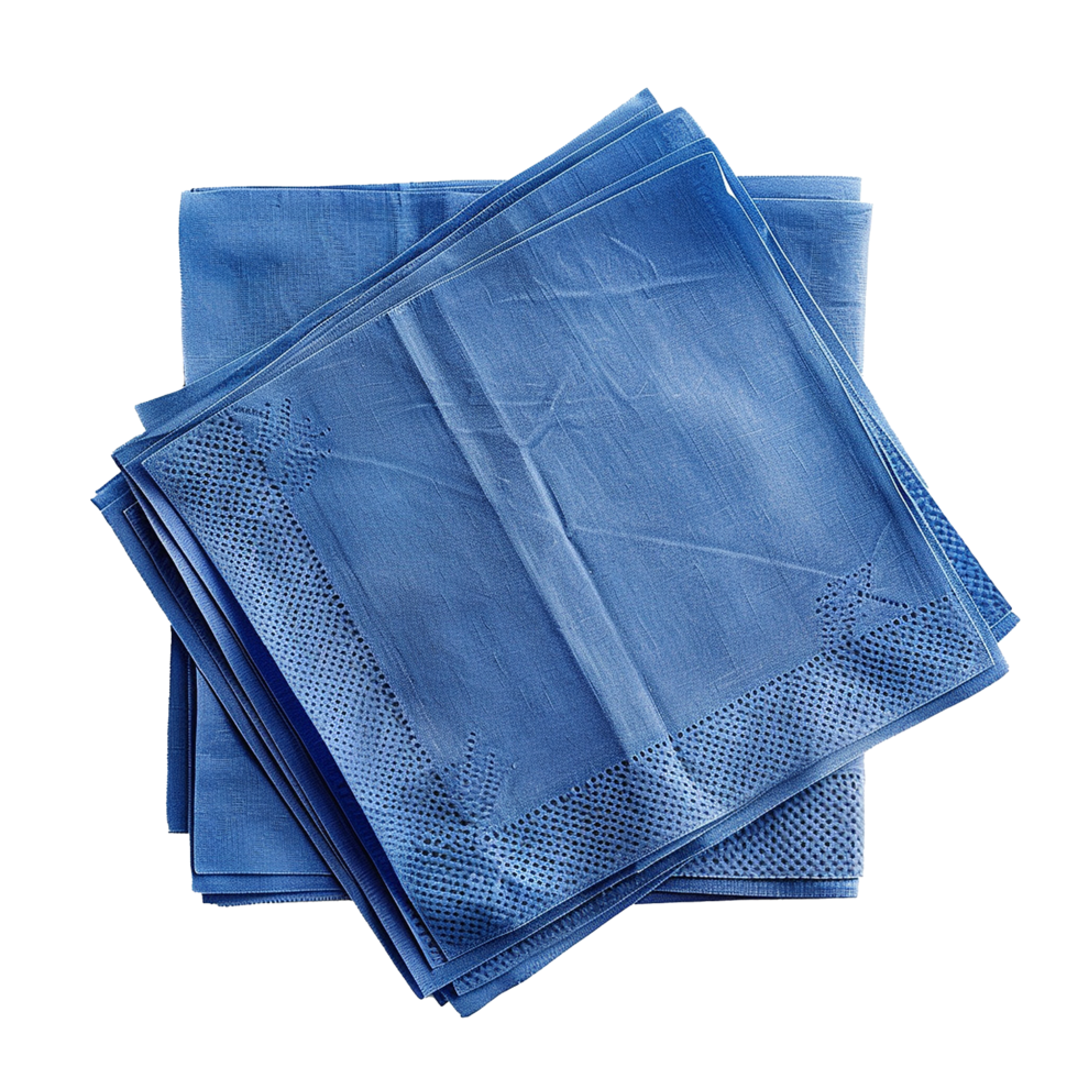 Stack of blue linen napkins elegant design home decor png