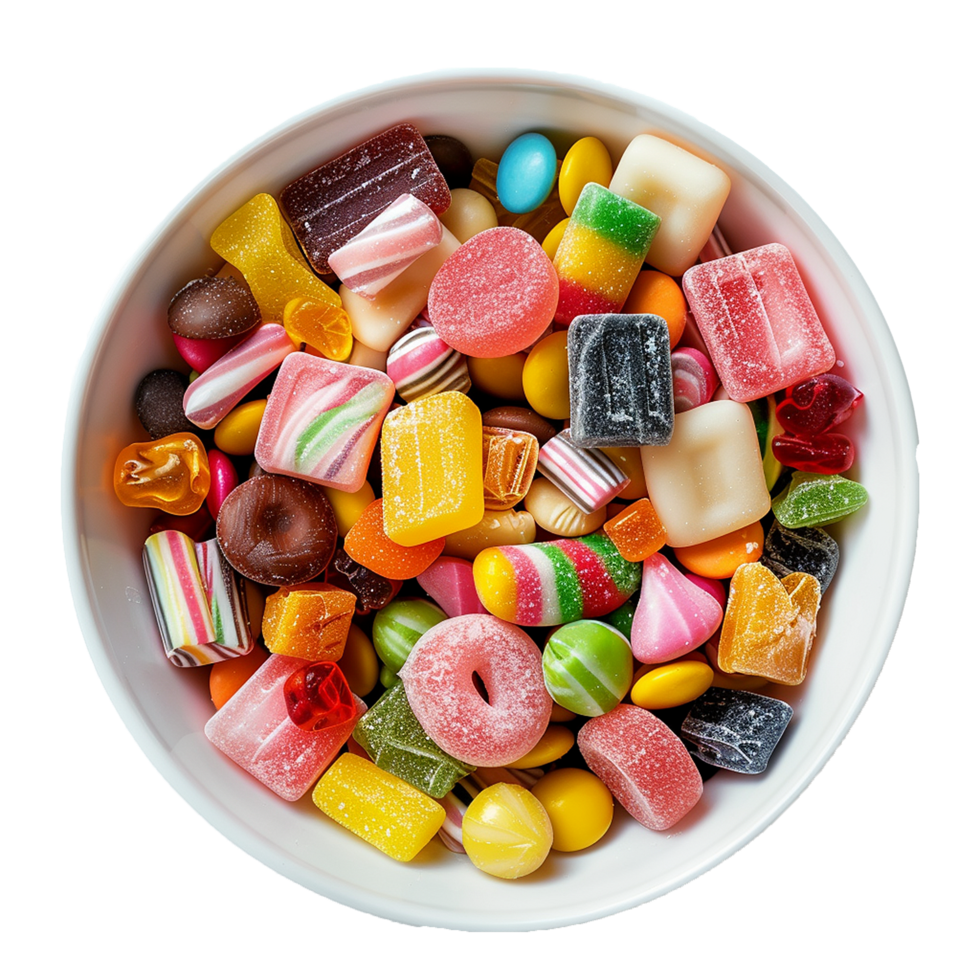 Colorful Candy Bowl Sweet Treats Sugar Rush Delight png