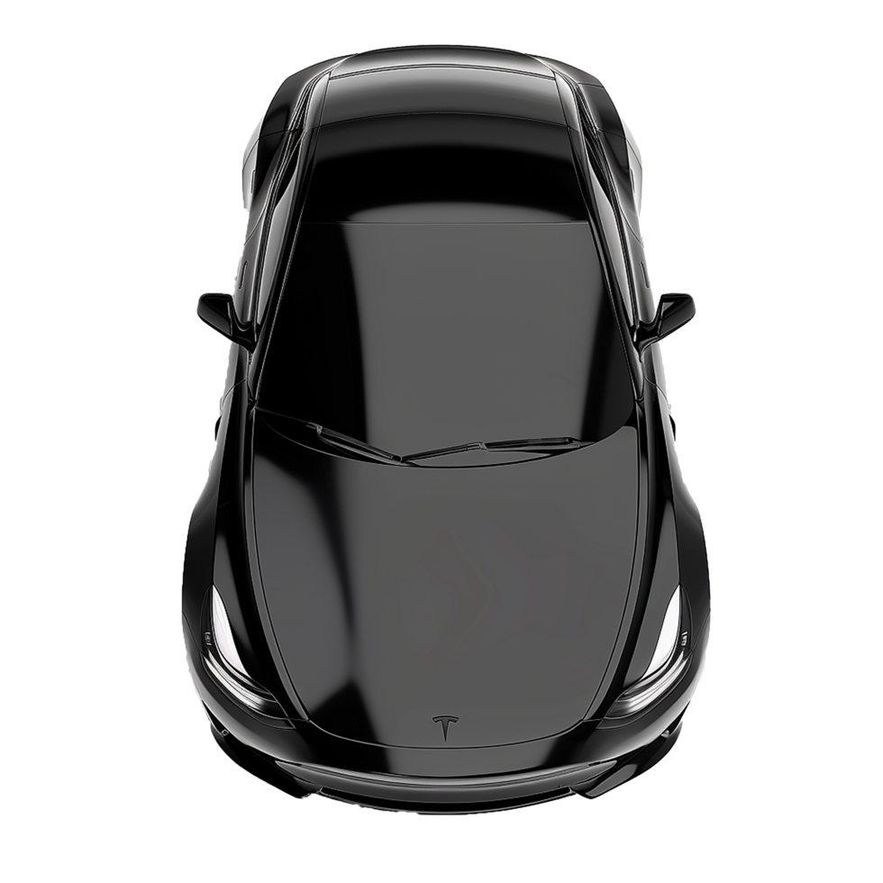 Black Tesla Model 3 Overhead View Electric Car Luxury Vehicle png