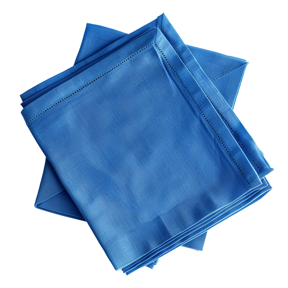 Blue linen napkins folded neatly elegant tableware png