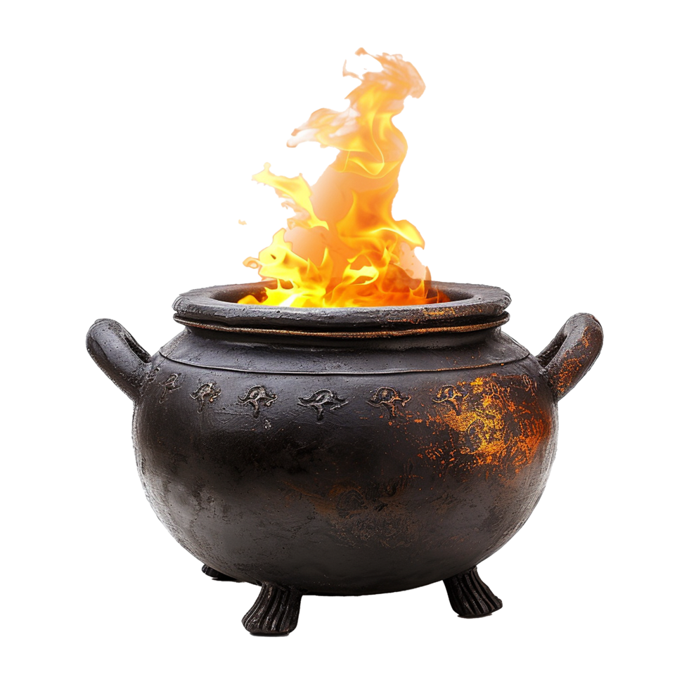 Flaming Cauldron Magical Fire Witchcraft Mystery png