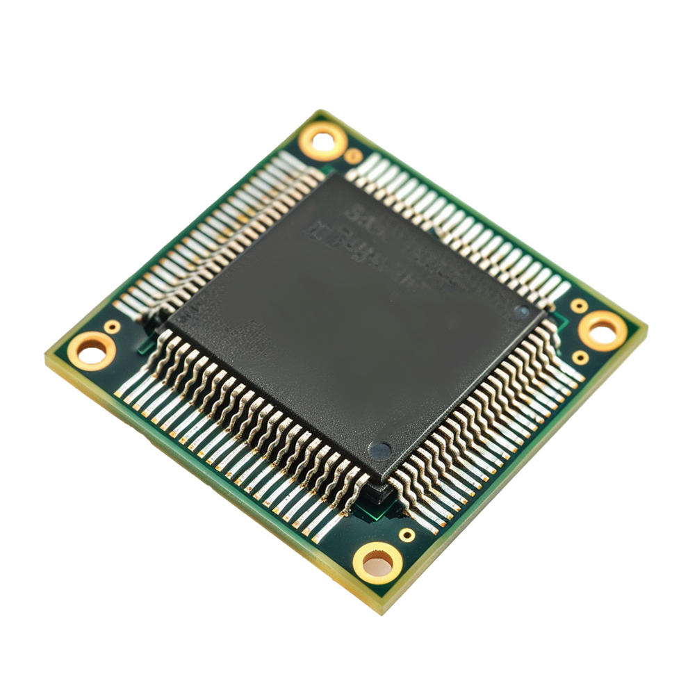 Integrated Circuit Chip on Green Circuit Board Microchip Technology Electronics png