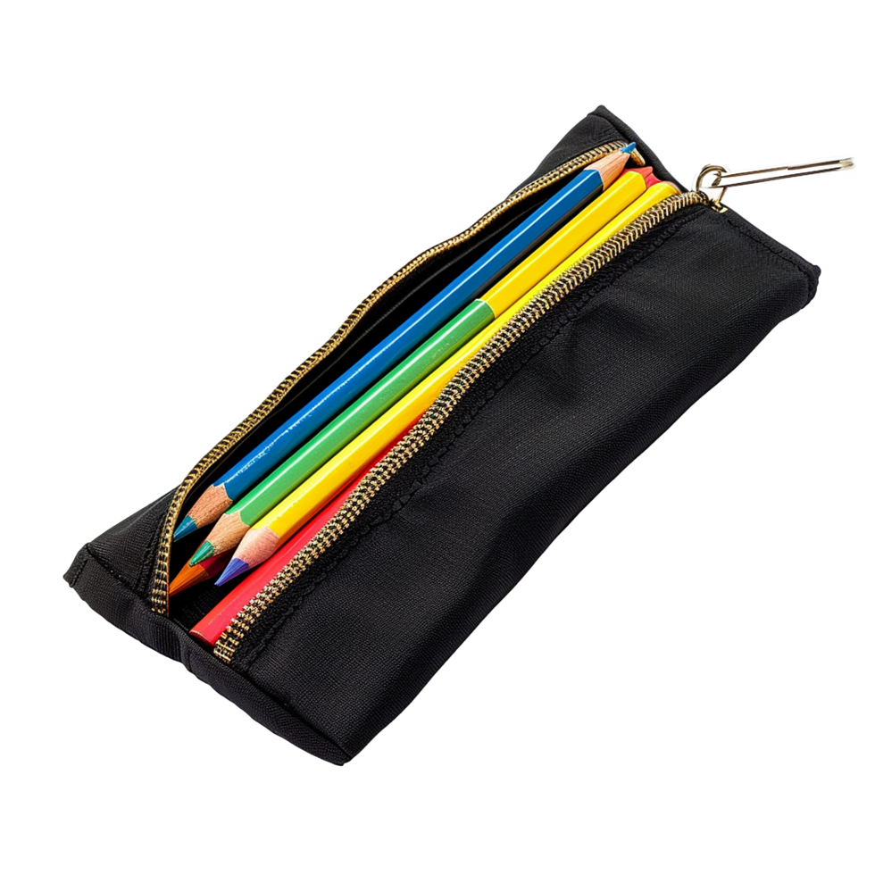 Colorful Pencils in Black Pencil Case png