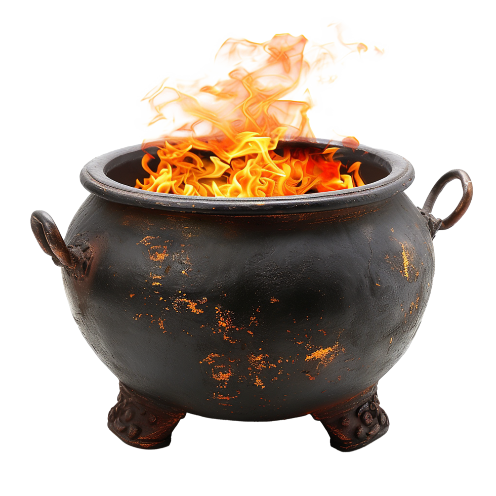 Flaming cauldron fire magic witchcraft fantasy png