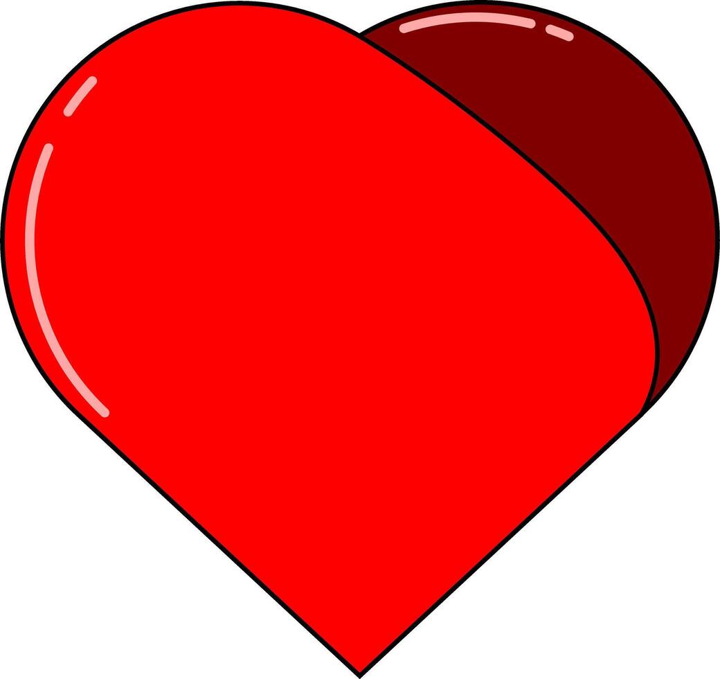 A red heart with a white border, valentine days vector