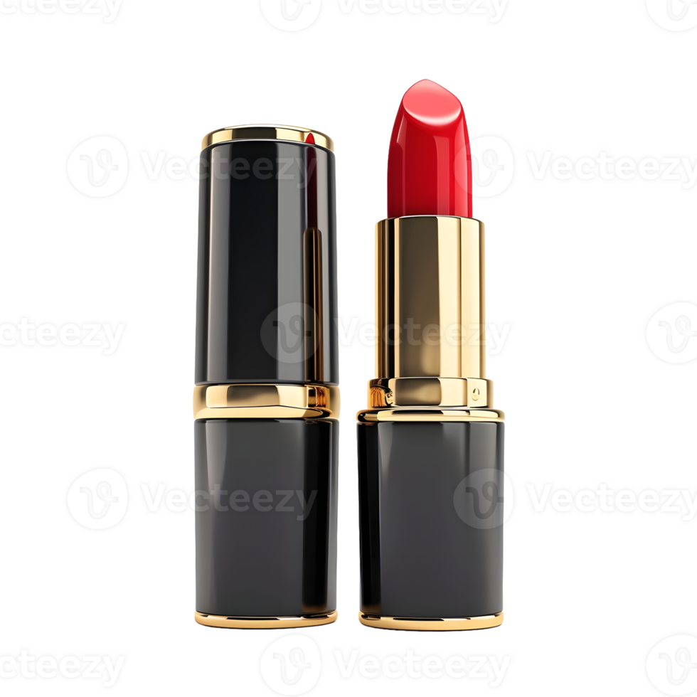Elegant Red Lipstick with Gold Accents isolated on transparent background png