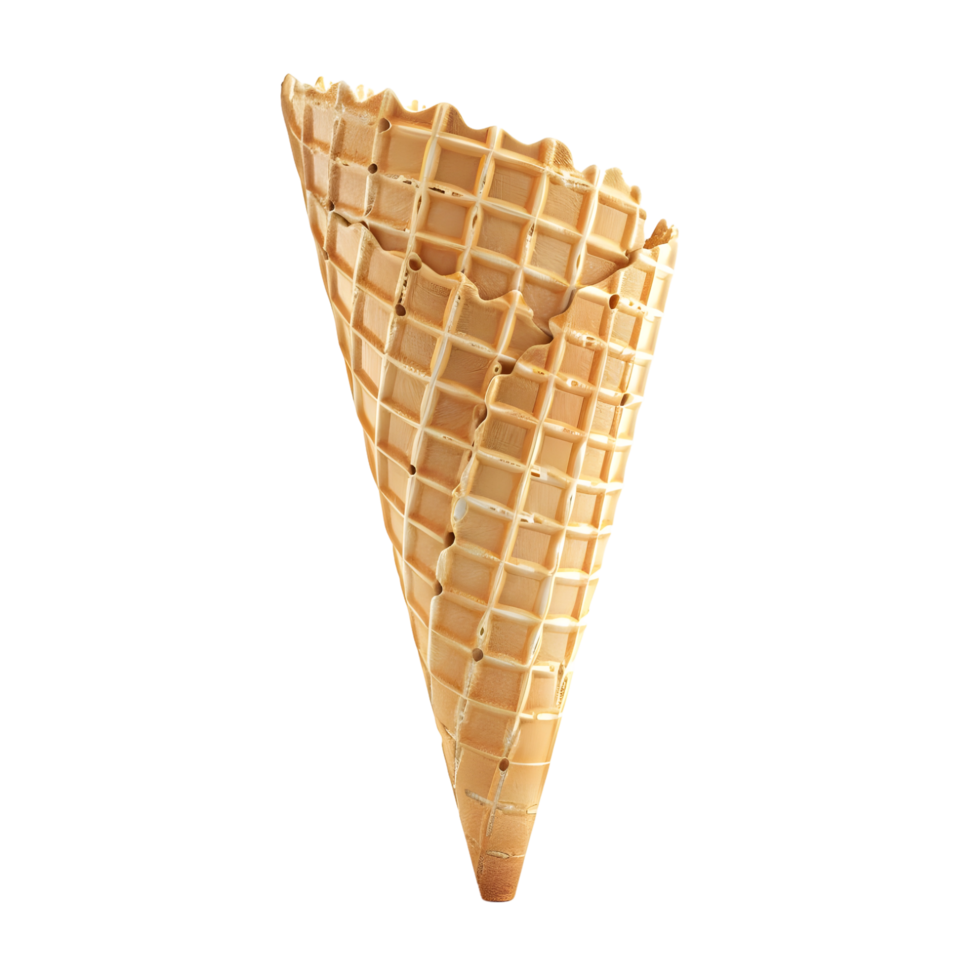 Empty Waffle Cone Close-Up Isolated on Transparent Background png