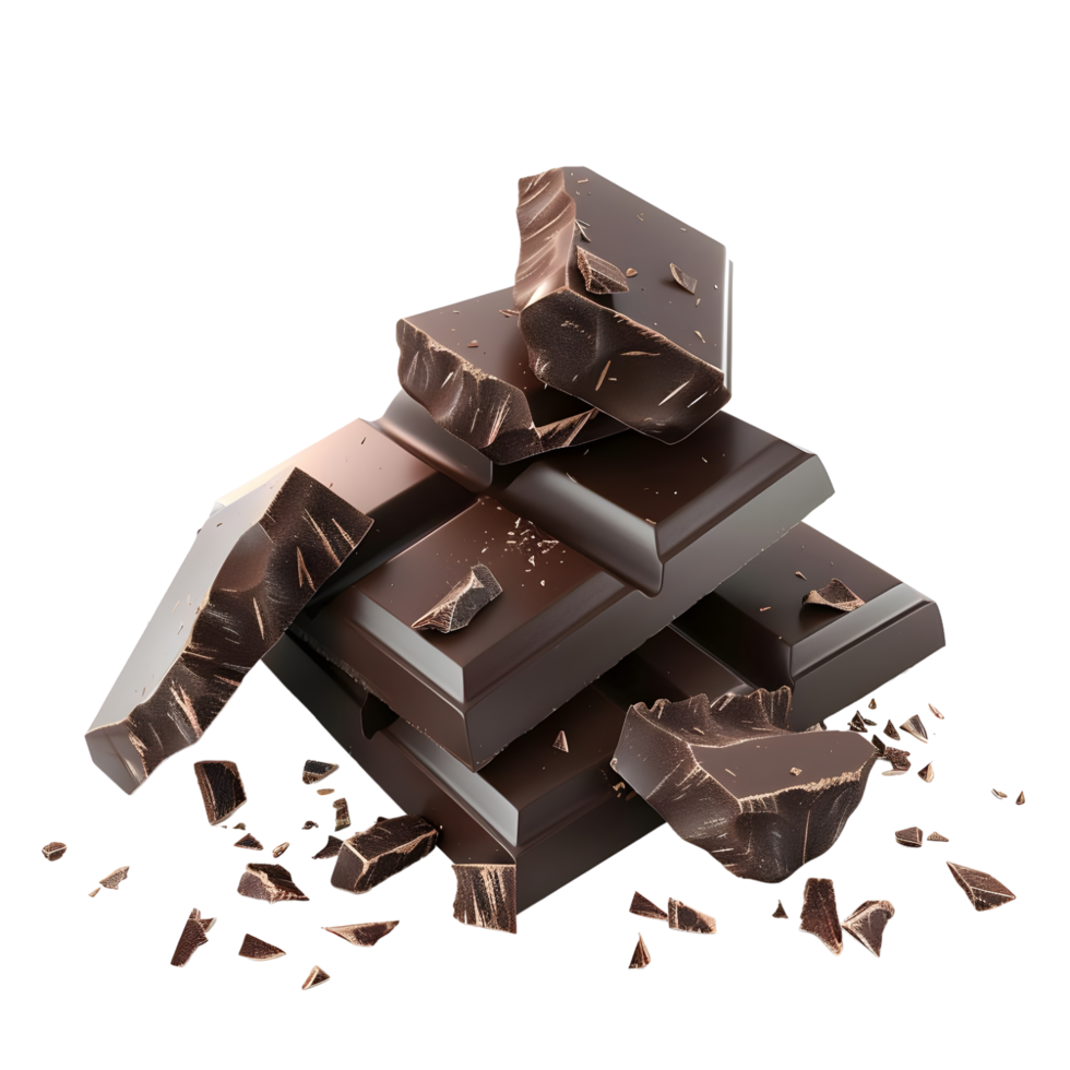 Pile of Dark Chocolate Chunks Isolated on Transparent Background png