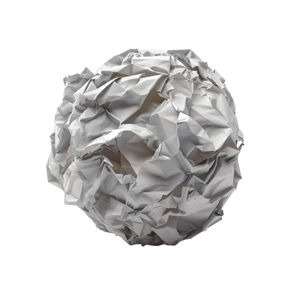 Crumpled Paper Ball Isolated on Transparent Background png