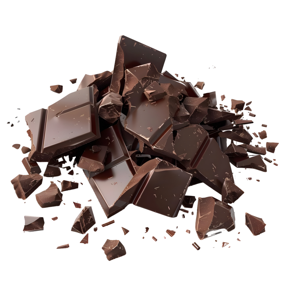 Broken Pieces of Dark Chocolate Isolated on Transparent Background png