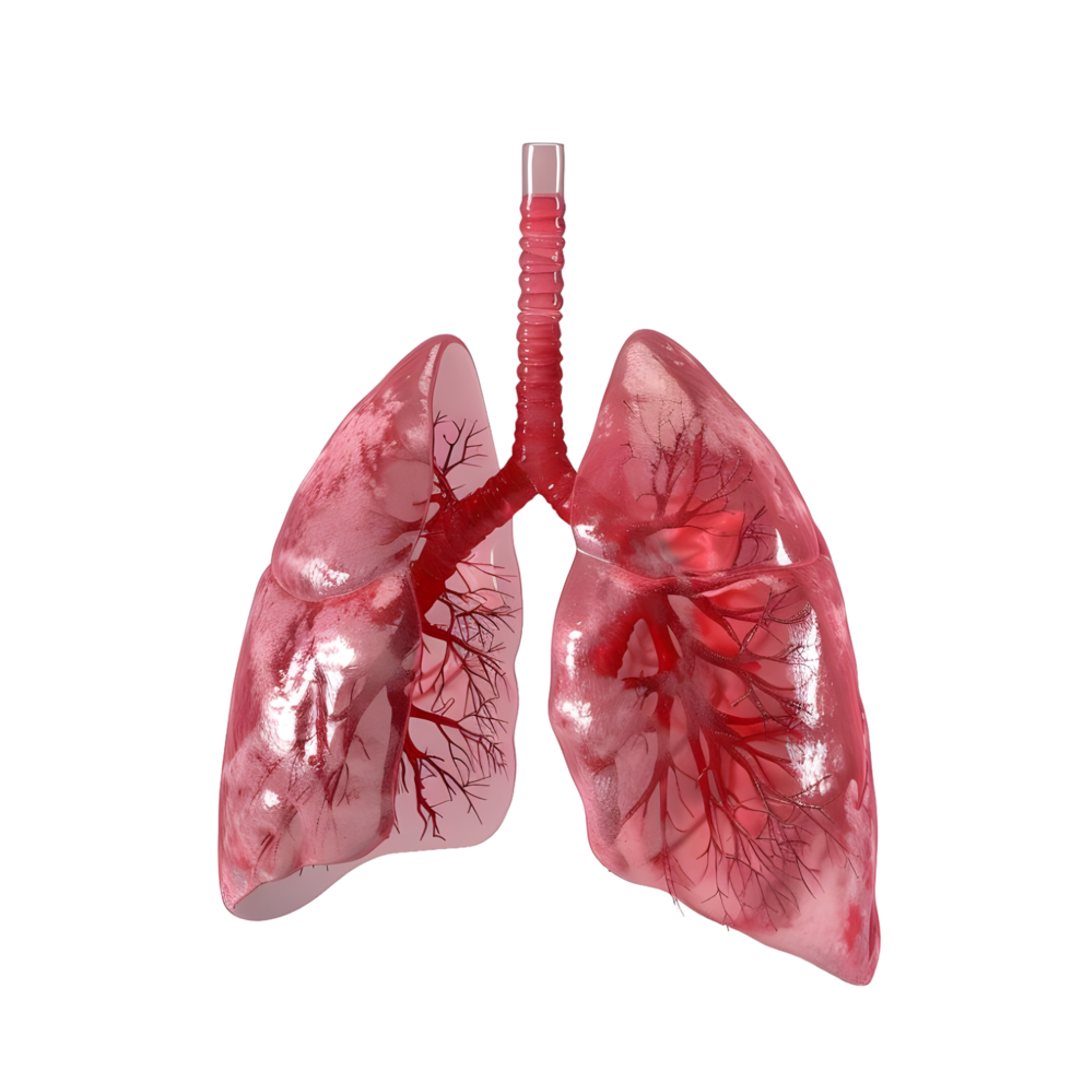 Pair of Healthy Red Lungs Isolated on Transparent Background png