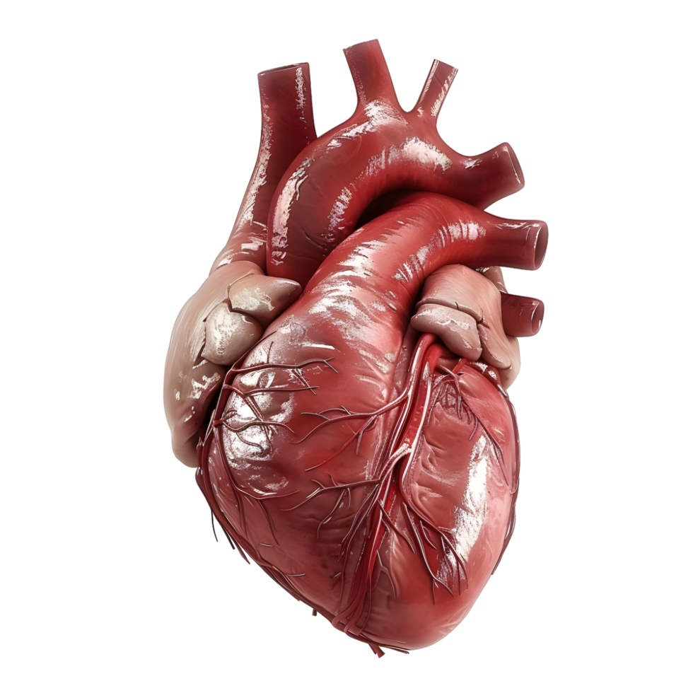 Realistic Human Heart with Detailed Anatomy Isolated on Transparent Background png