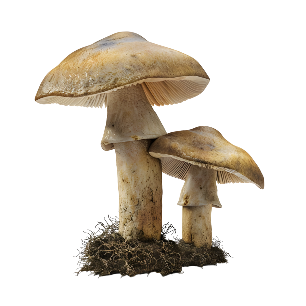 brown mushrooms growing isolated on transparent background png