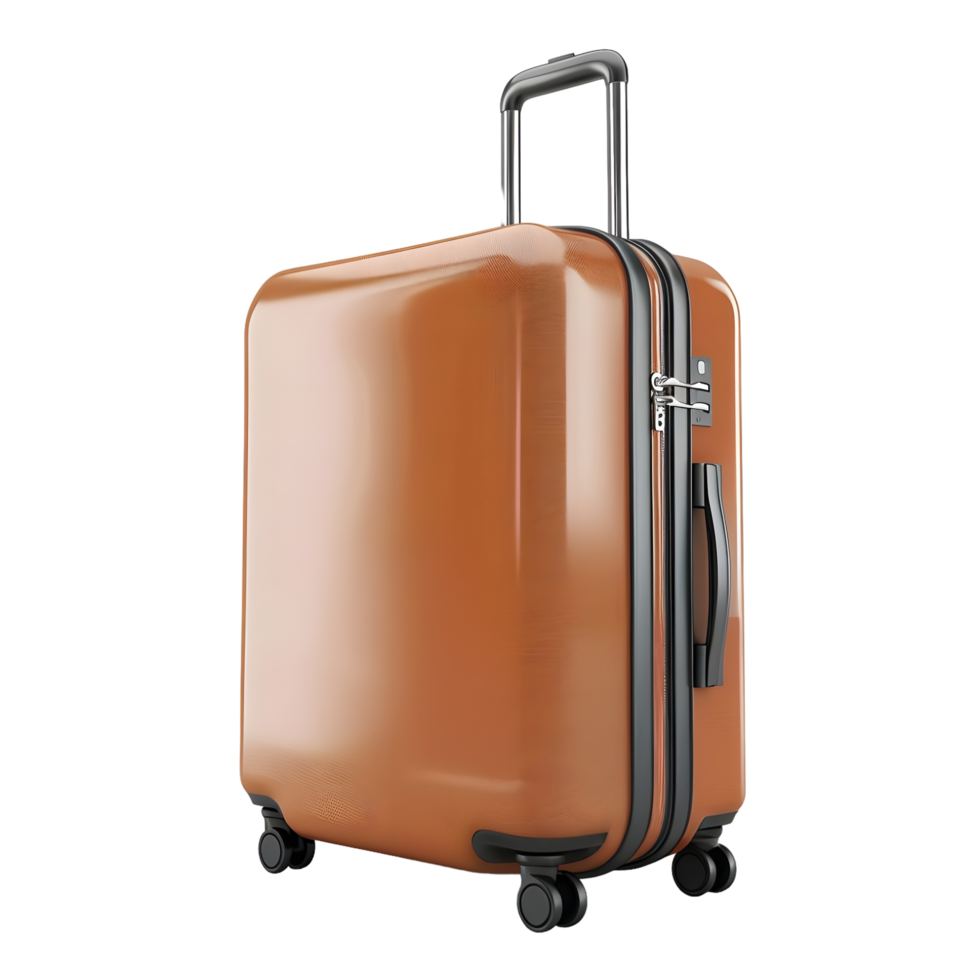 Brown suitcase with wheels isolated on transparent background png