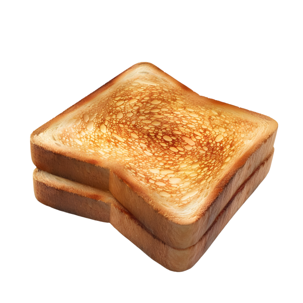 Two slices of toasted bread isolated on transparent background png