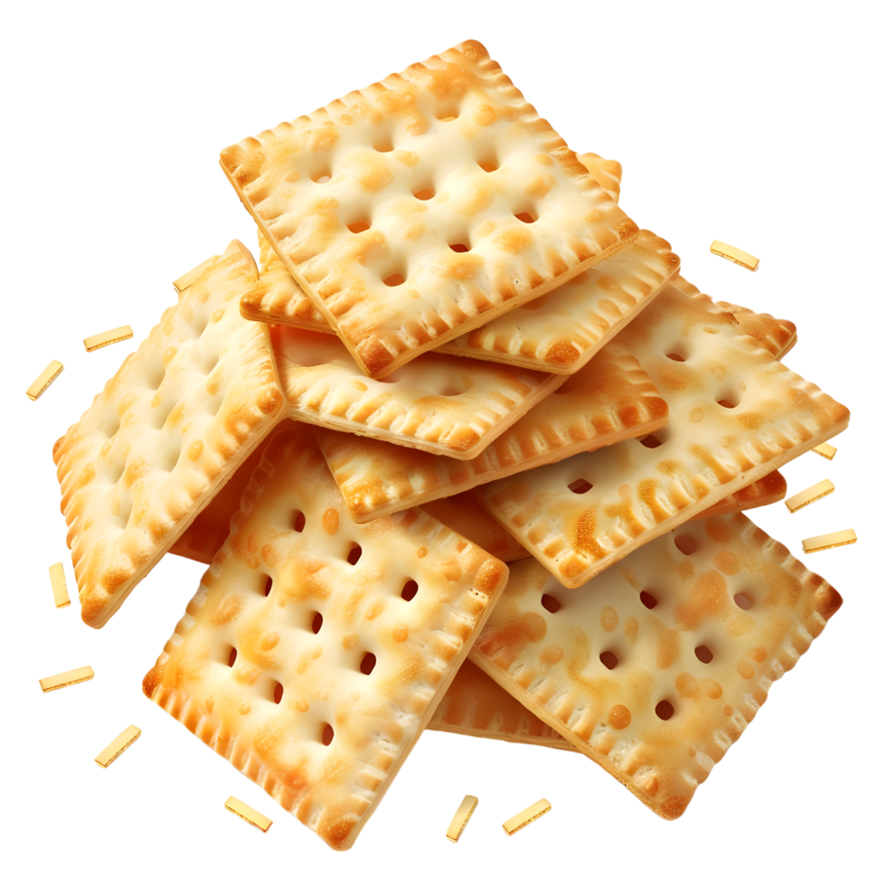 Crispy Square Crackers isolated on transparent background png