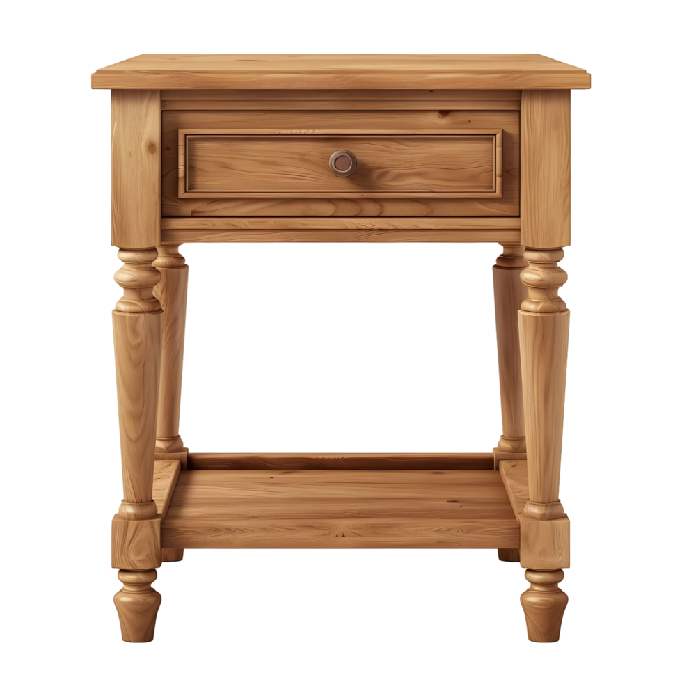 Wooden Nightstand with Drawer isolated on transparent background png