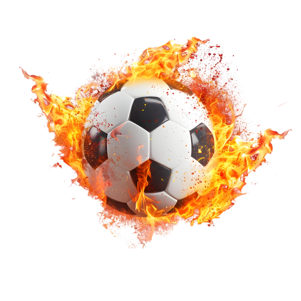 Fiery Soccer Ball isolated on transparent background png