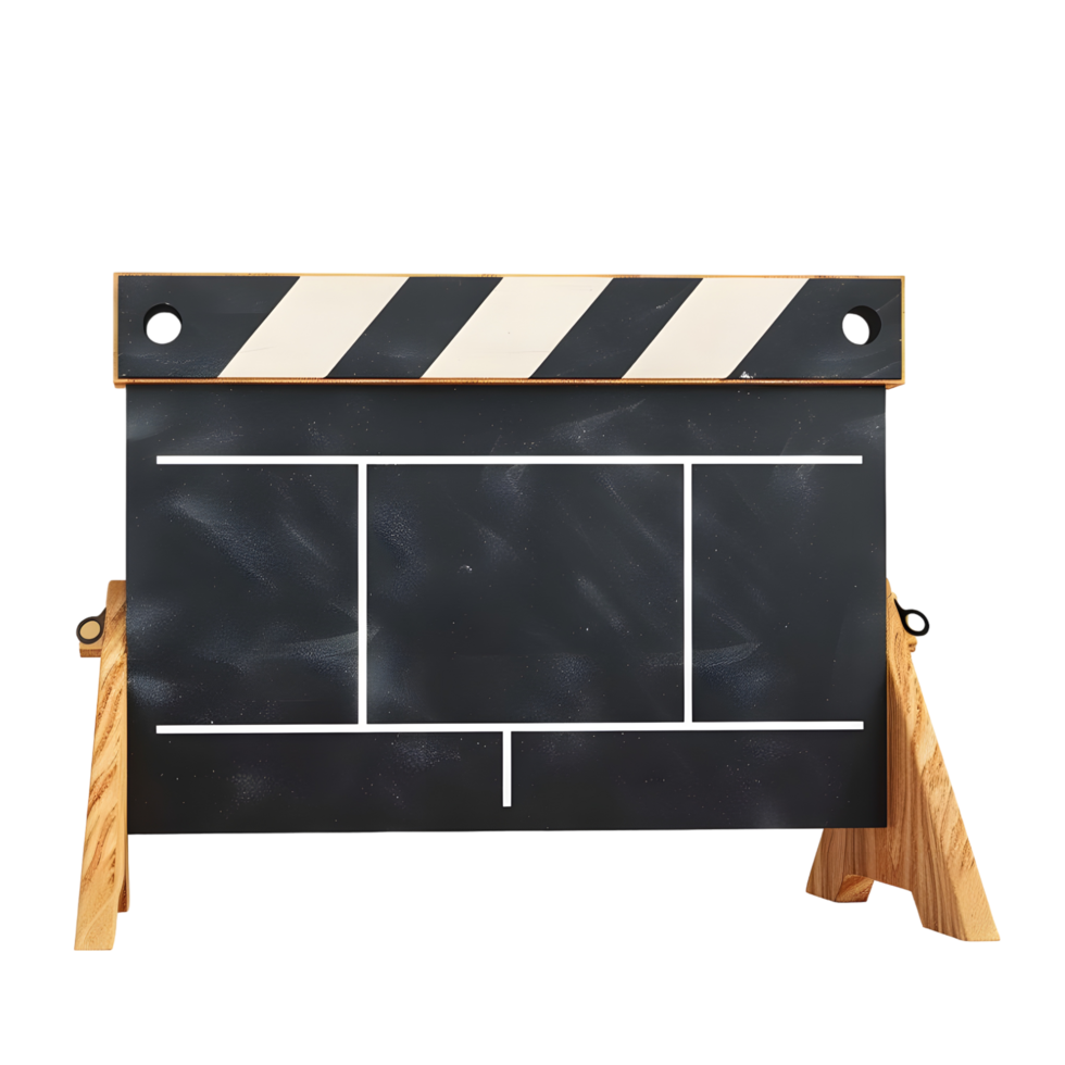 Black and White Clapper Board isolated on transparent background png