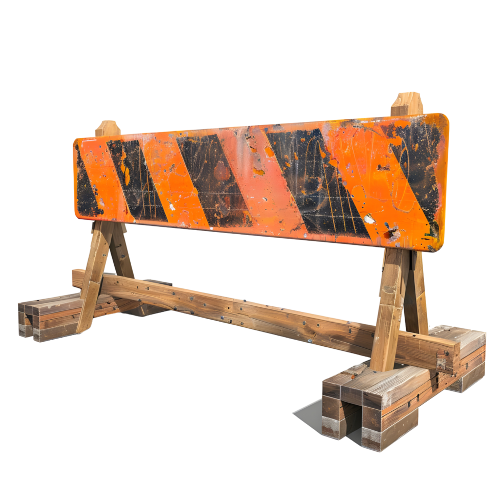 Orange and Black Construction Barrier isolated on transparent background png