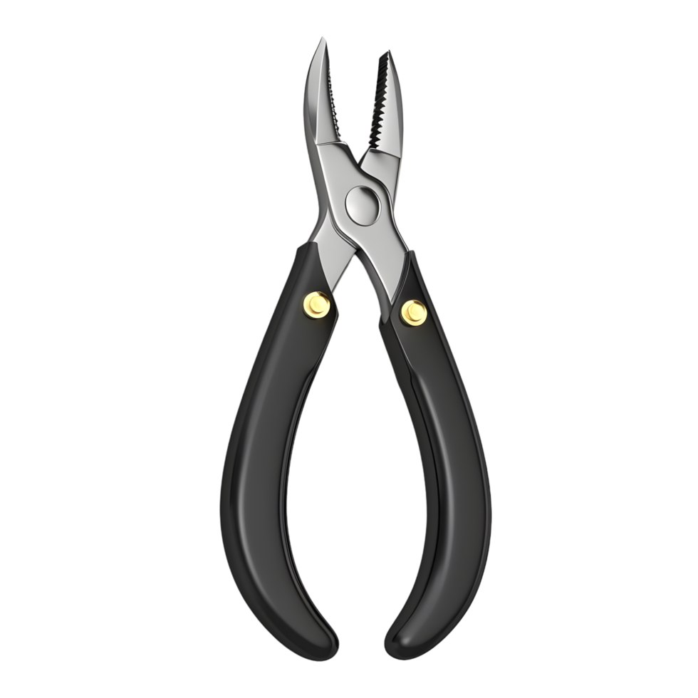 Black Pliers with Gold Rivets isolated on transparent background png