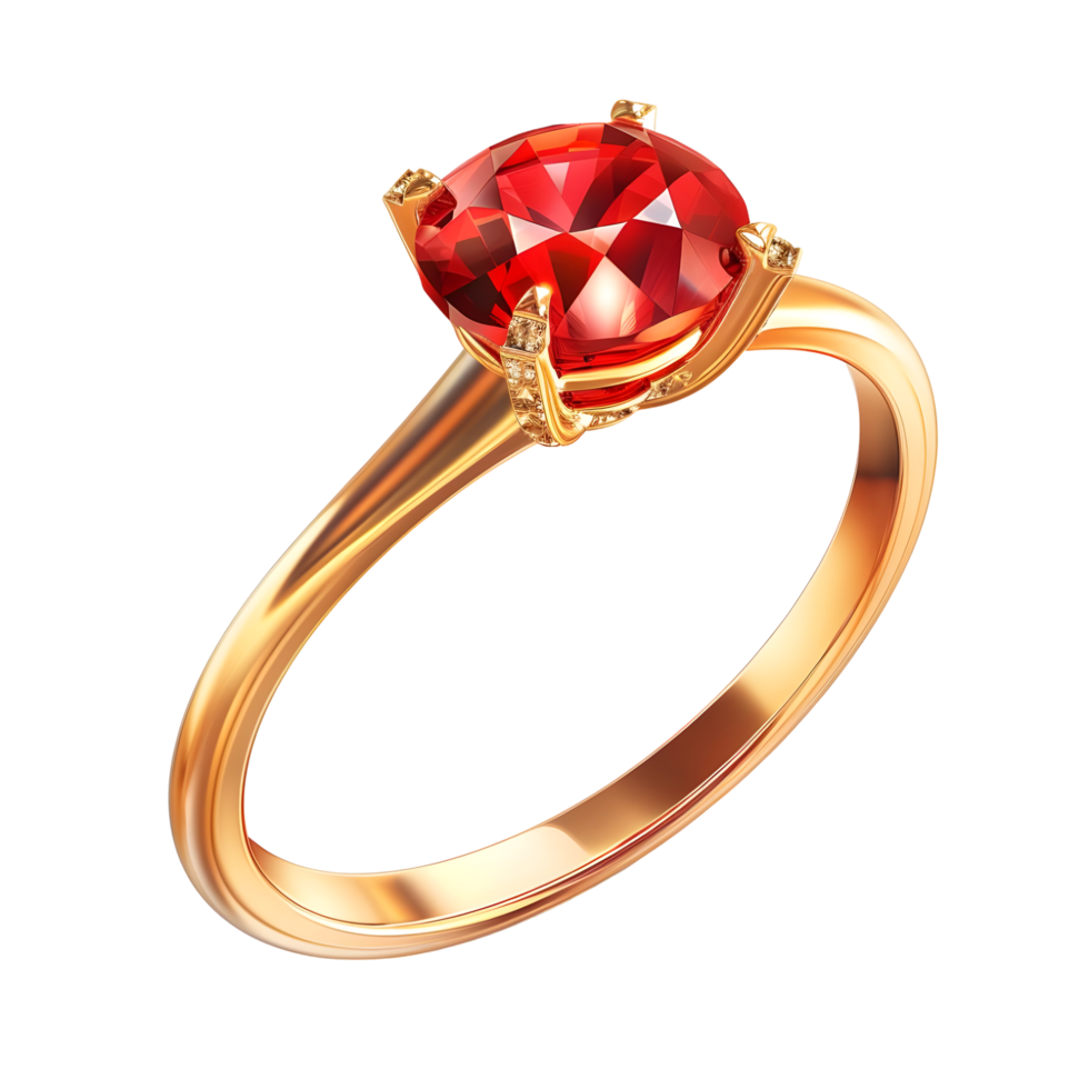Gold ring with diamond isolated on transparent background png