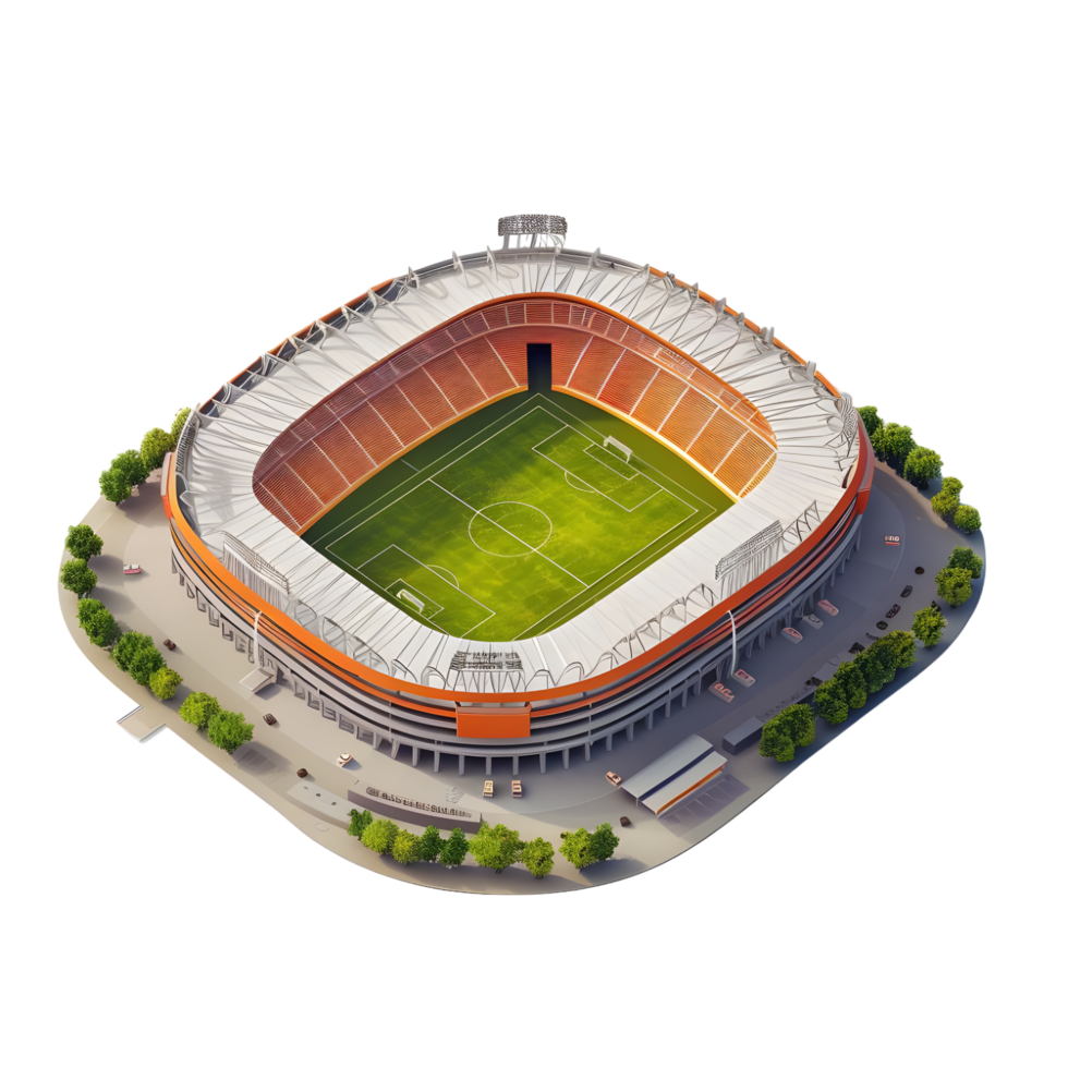 modern soccer stadium isolated on transparent background png