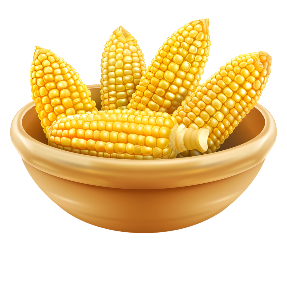 Corn on the Cob in a Bowl isolated on transparent background png
