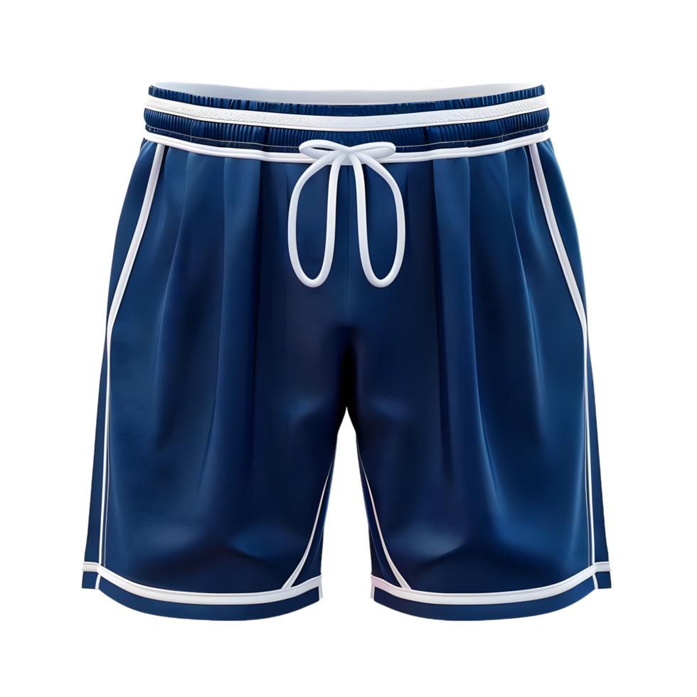 Blue athletic shorts with white trim isolated on transparent background png
