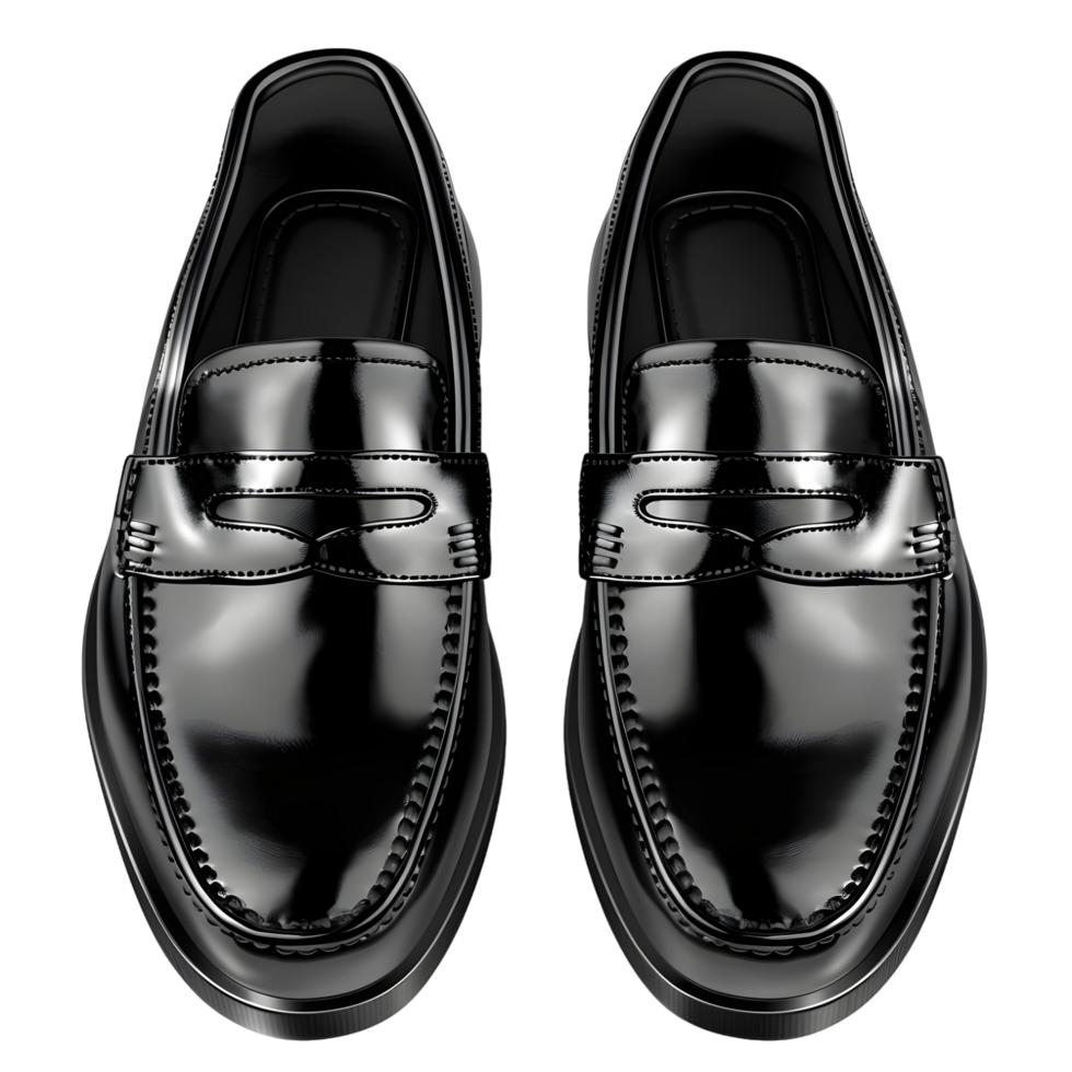 Elegant Black Leather Loafers isolated on transparent background png