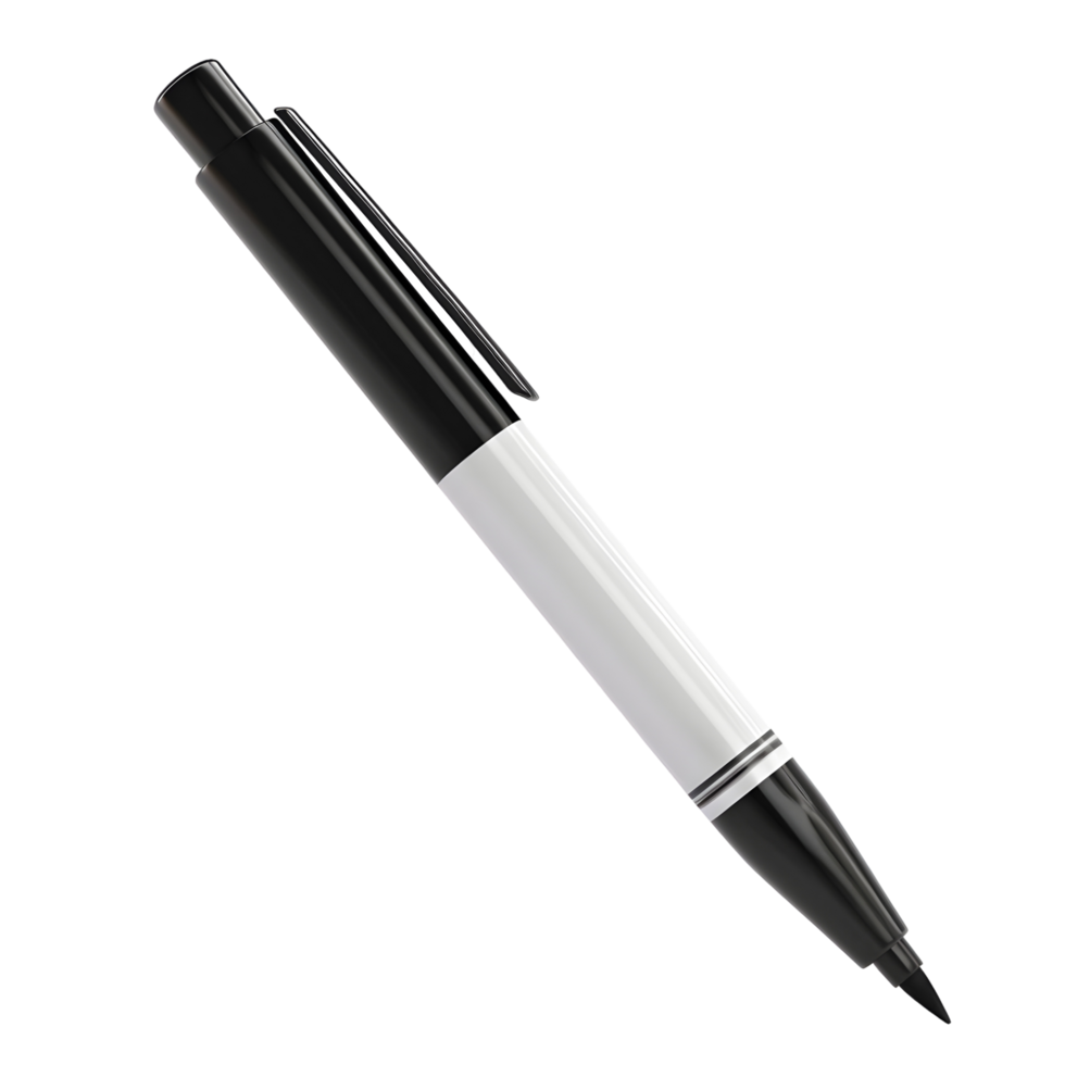 Black and White Pen isolated on transparent background png