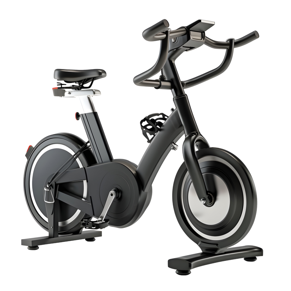 Black stationary bike isolated on transparent background png