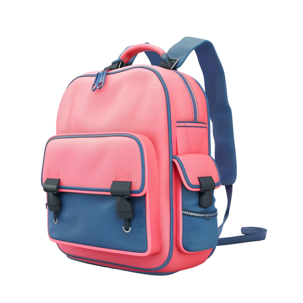 Pink and Blue Backpack isolated on transparent background png