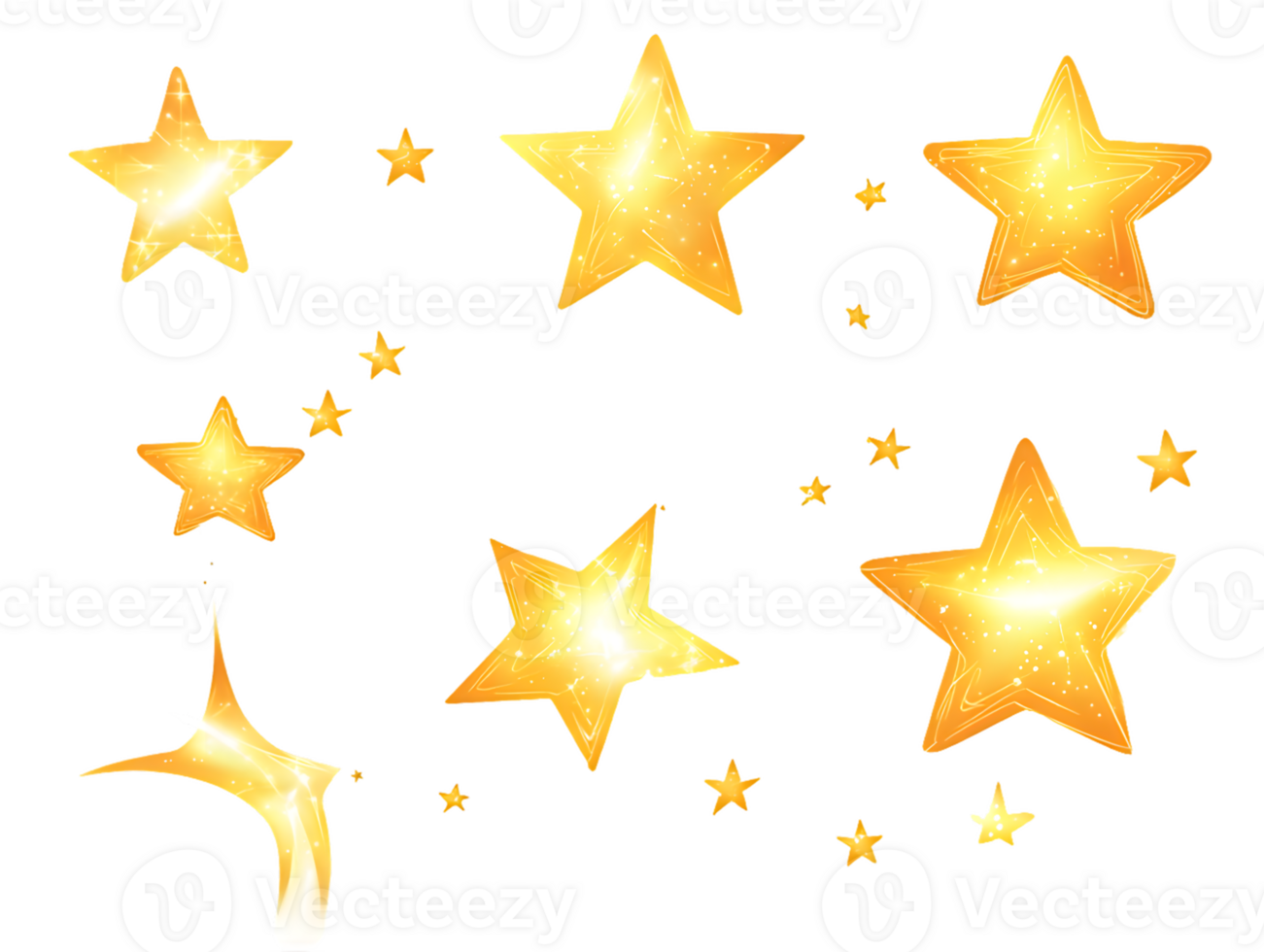 Glowing Golden Stars Festive Sparkle Design Elements png